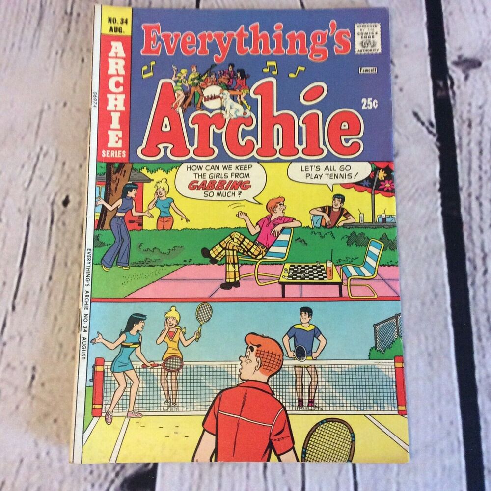 Comic EVERYTHING'S ARCHIE No 34 Aug 1974 with REGGIE,BETTY,VERONICA and JUGHEAD